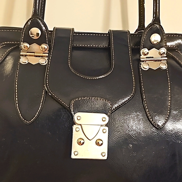 Worthington Designer Shoulderbag w/Double Handle, Navy Blue, Lined, Snap Closure - Picture 4 of 15